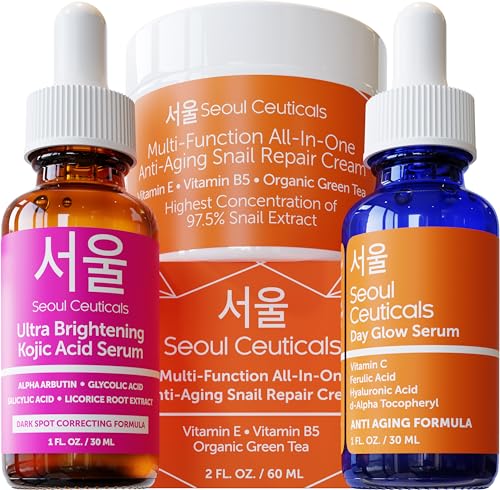 SeoulCeuticals Korean Skin Care Set - Brightening, Anti-Aging, 97% Naturally Derived Formula