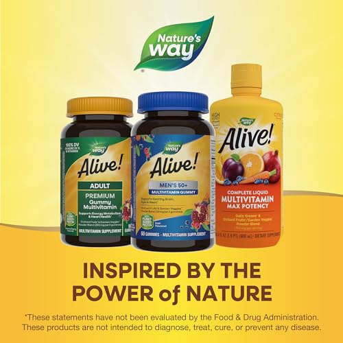 Nature's Way Alive! Men's 50+ Gummy Multivitamin - Supports Brain, Eye, Heart Health - 60 Gummies