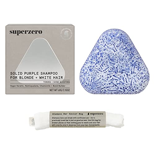 SUPERZERO Purple Shampoo Bar - Neutralizes Brassiness, Hydrates & Strengthens Hair - 1 Bar