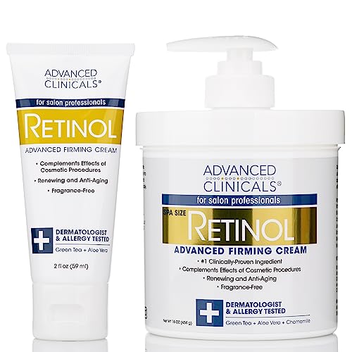 Advanced Clinicals Retinol Body Lotion - Firming & Hydrating for Loose Skin, 16oz with Travel Size