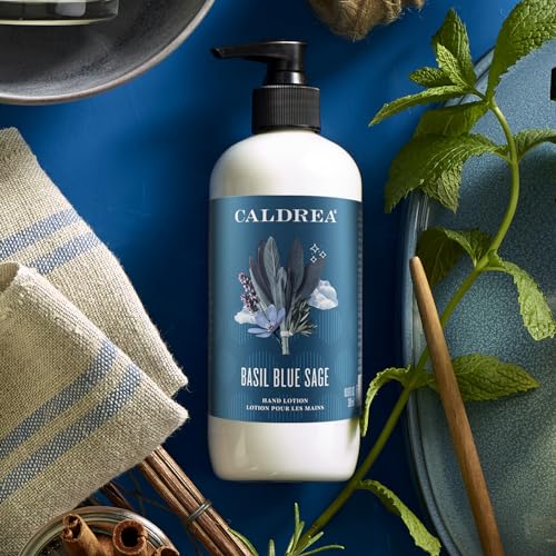 Caldrea Hand Lotion - Hydrates Dry Hands, Shea Butter & Aloe Vera, Basil Blue Sage Scent - 10.8oz