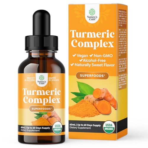 Nature’s Craft Organic Turmeric Drops - Supports Joints & Digestion with Ginger & Black Pepper - 2oz