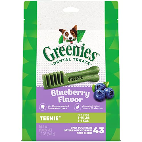 Greenies TEENIE Dog Treats - Natural Dental Care for Fresh Breath, Blueberry Flavor - 12oz