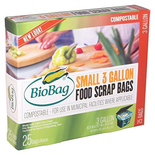 BioBag Compostable 3 Gallon Food Waste Bags - Certified Non-GMO, 100ct, Plant-Based