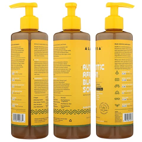 Alaffia Authentic African Black Soap Body Wash - Detoxifying Cleanser, Moisturizing - 16 fl oz