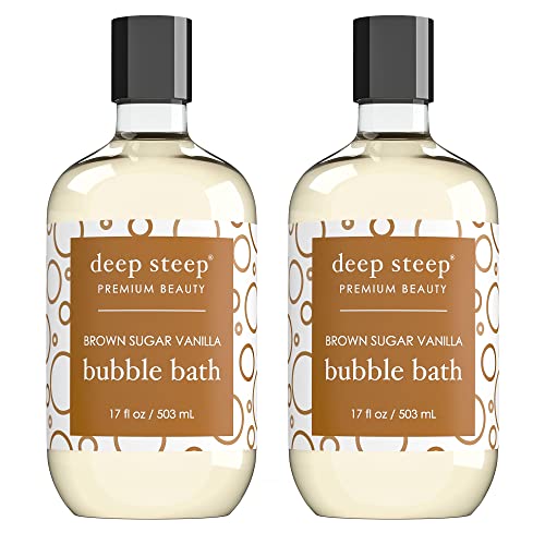 Deep Steep Bubble Bath - Nourishing Brown Sugar Vanilla, Vegan & Cruelty Free - 17oz (2 Pack)