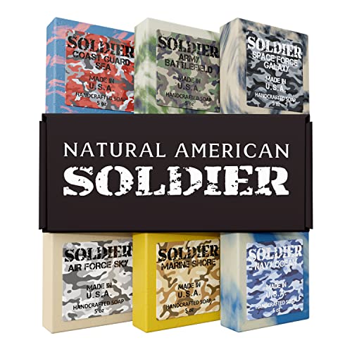 NATURAL AMERICAN Mens Bar Soap - Nourishing Essential Oils, Organic Shea Butter - 5oz (6pk)