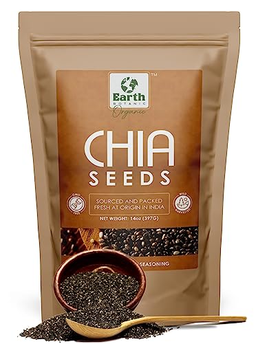 Earth BOTANIC Organic Chia Seeds - Omega-3 Protein Boost for Smoothies & Salads - 397g