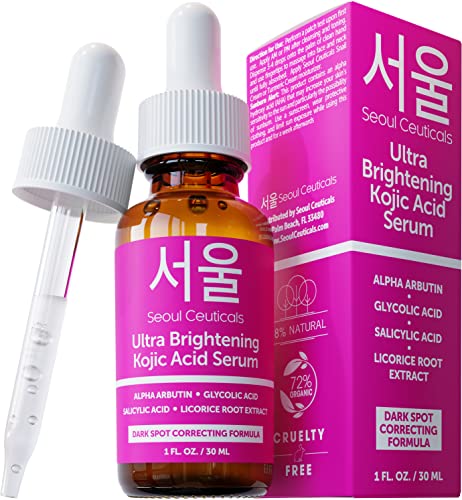 SeoulCeuticals Kojic Acid Face Serum - Dark Spot Remover with Glycolic & Salicylic Acids - 1oz