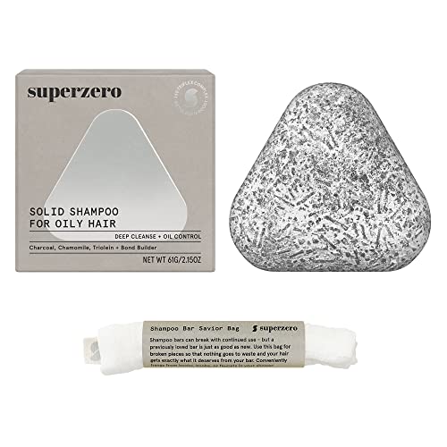 SUPERZERO Detox Shampoo Bar - Deep Cleansing for Oily Hair, Charcoal Infused, 2x8.4oz Equivalent