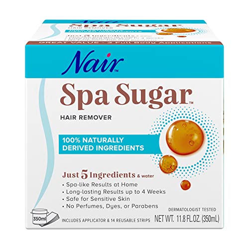 Nair Spa Sugar Wax Kit - All-Natural, Long-Lasting Hair Removal for Legs & Bikini - 11.8oz