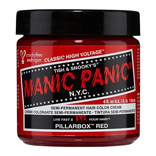 MANIC PANIC Pillarbox Red Hair Dye - Vibrant Semi-Permanent Color, Vegan & Ammonia-Free - 4oz