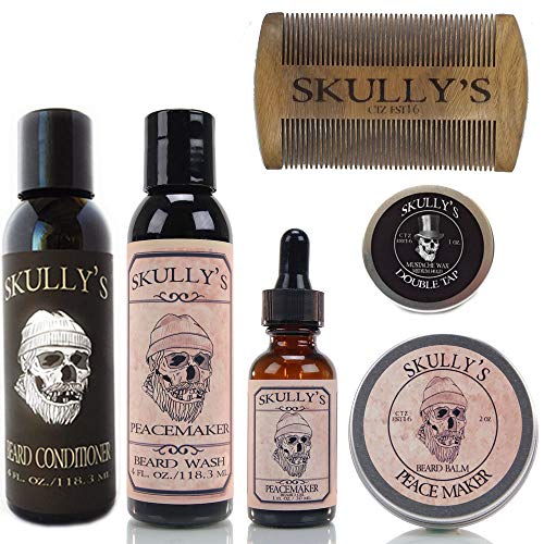 Skully's Men's Grooming Set - Nourishing Beard Care Kit, Bergamot Lime Scent - 6 Products