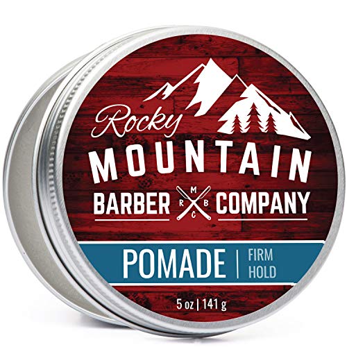 Rocky Mountain Barber Company Pomade for Men - Strong Hold, Easy Wash, Beeswax - 5oz
