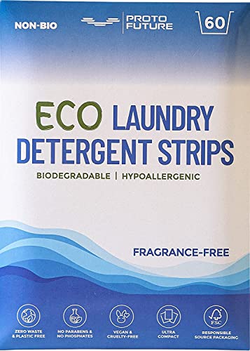 Proto Future Laundry Detergent Sheets - Biodegradable, Hypoallergenic, Plant-Based - 60 Loads