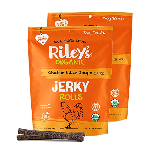 Riley's Organics Dog Treats - USDA Organic, Non-GMO, Chicken & Rice Recipe, 5oz 2-Pack