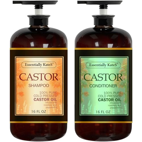 Essentially KateS Castor Oil Shampoo & Conditioner Set - Promotes Thicker Hair, 16 Fl Oz