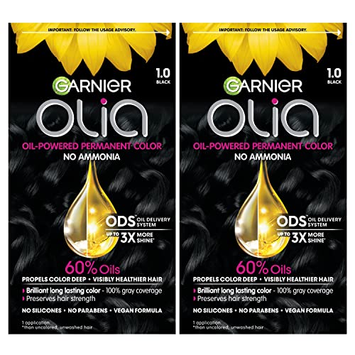 Garnier Hair Color Olia - Ammonia-Free Brilliant Color, 100% Gray Coverage, 2 Count - 1.0 Black