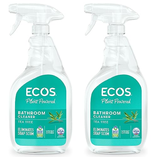 ECOS Bathroom Cleaner - Plant-Powered Soap Scum Remover, Bleach-Free Formula - 2 Pack