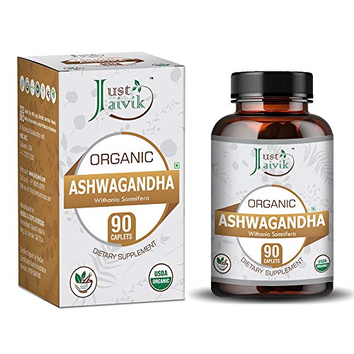 Just Jaivik Organic Ashwagandha Tablets - Supports Strength & Immunity, 100% Organic - 750mg, 90ct