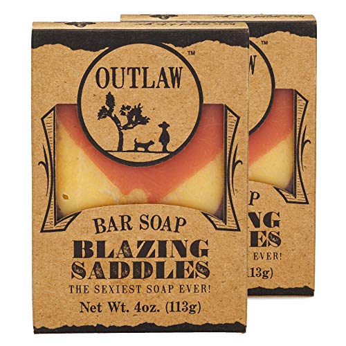 Blazing Saddles Handmade Soap - Bold Leather & Sandalwood Scent, Vegan Ingredients - 2 Pack