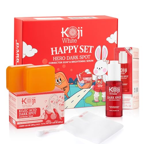 Koji White Skin Care Set - Dark Spot Corrector Soap & Brightening Serum, Vegan - 3.52oz & 1oz