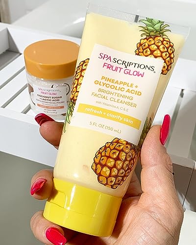 SpaScriptions Pineapple + Glycolic Acid Face Wash - Brightening, Hydrating Vitamins A, C, E - 5oz