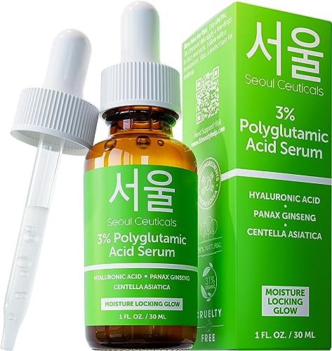 SeoulCeuticals Polyglutamic Acid Serum - Anti-Aging, Hydrating, with Centella Asiatica - 1oz