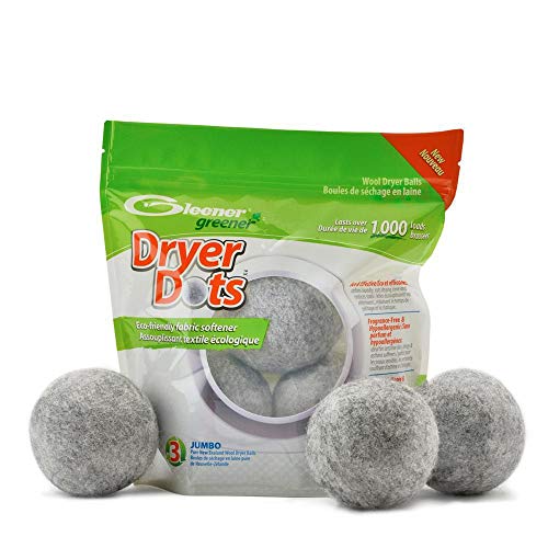 Gleener Dryer Dots Wool Dryer Balls - Softens & Reduces Drying Time, Hypoallergenic - 3-Pack