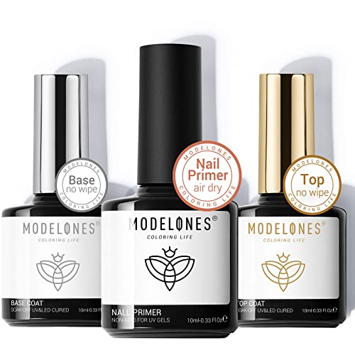 MODELONES Nail Care Set - Strong Adhesion & High-Gloss Finish, Includes Base & Top Coat - 30ml