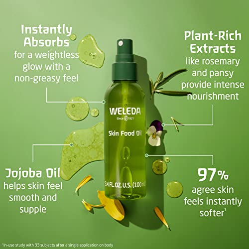 Weleda Body Oil - Weightless Moisture, Plant-Rich Vegan Formula with Vitamins - 3.4oz