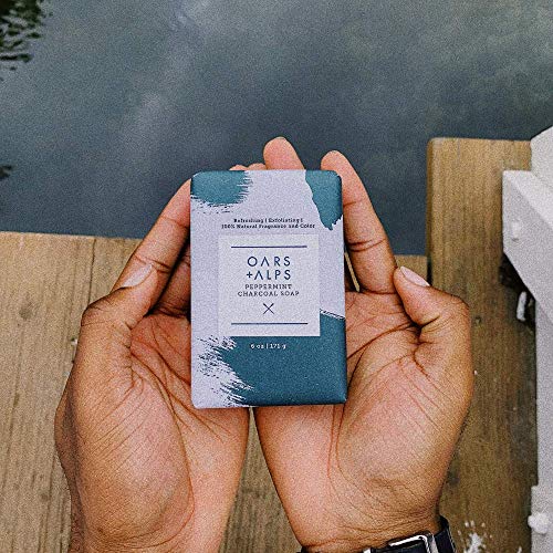 Oars + Alps Charcoal Exfoliating Bar Soap - Refreshing Peppermint, Dermatologist Tested - 6oz