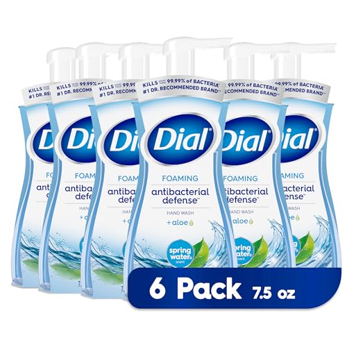 Dial Antibacterial Foaming Hand Soap - Kills 99.99% Bacteria, Gentle on Skin - 7.5 fl oz (Pack of 6)