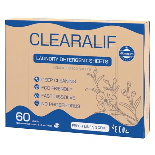 CROS Laundry Detergent Sheets - Powerful Clean, Hypoallergenic & Liquidless - 60 Loads, Linen Scent