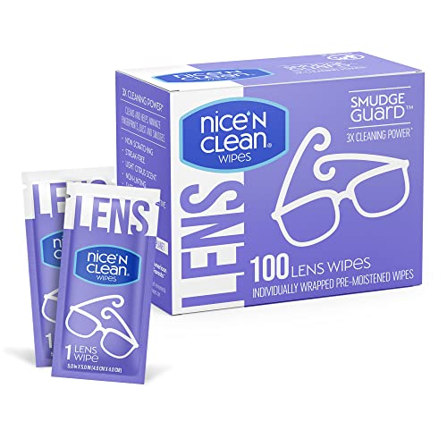 Nice 'n Clean Lens Cleaning Wipes - Streak-Free, Safe for All Lenses, Plant-Based - 100 Wipes