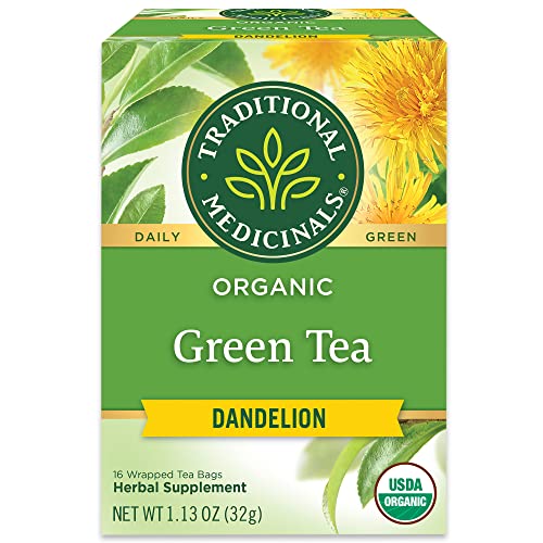 Traditional Medicinals Organic Green Tea with Dandelion - Liver Support, 16 Tea Bags