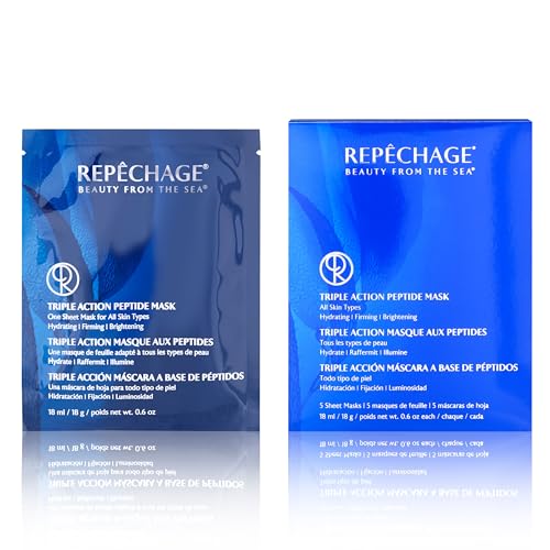 Repechage Triple Action Peptide Face Mask - Hydrating, Firming, Brightening - 5 Sheet Masks