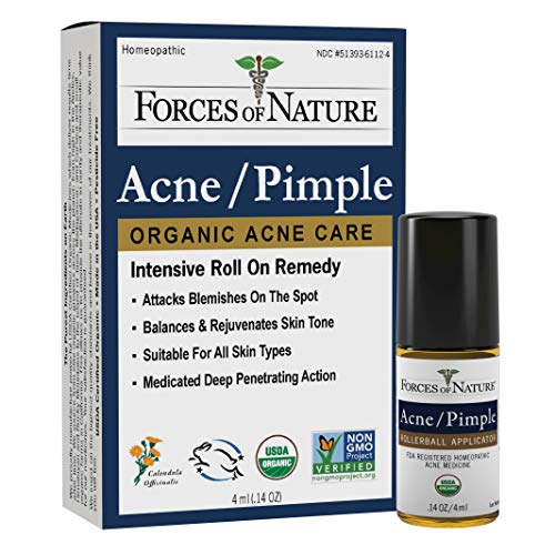 Forces of Nature Acne Treatment Kit - Clear Skin, Natural Ingredients, 100% Organic - 0.14 Fl Oz