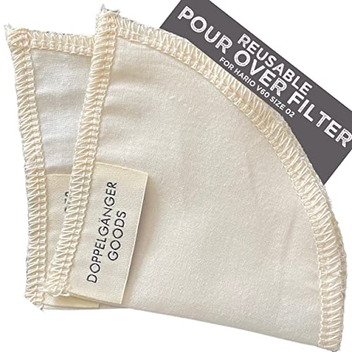 Doppelgänger Goods Reusable Organic Cotton Coffee Filters - Efficient Brewing, Easy Clean - 2-Pack