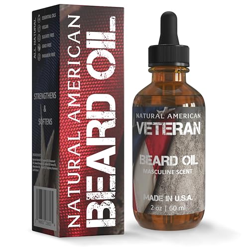 NATURAL AMERICAN VETERAN Beard Oil - Moisturizes & Strengthens, Men's Cologne Scent - 2 oz