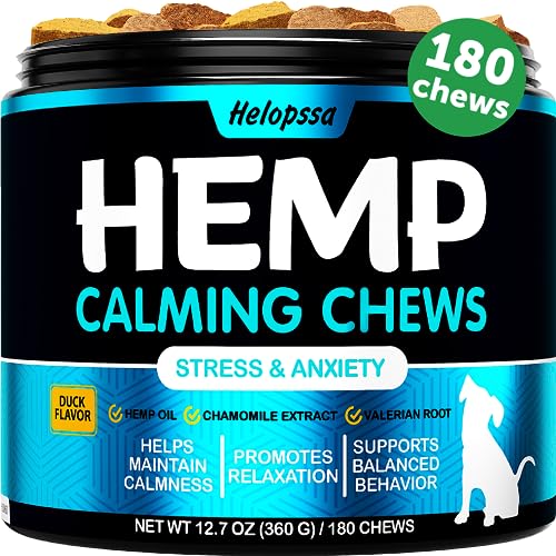 Hemp Calming Chews for Dogs - Natural Stress Relief, Duck Flavor - 180 Soft Treats