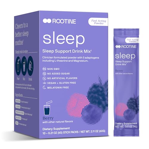 Rootine Sleep Supplement - Relaxation Blend with GABA, Magnesium, L-Theanine - 10 Pack