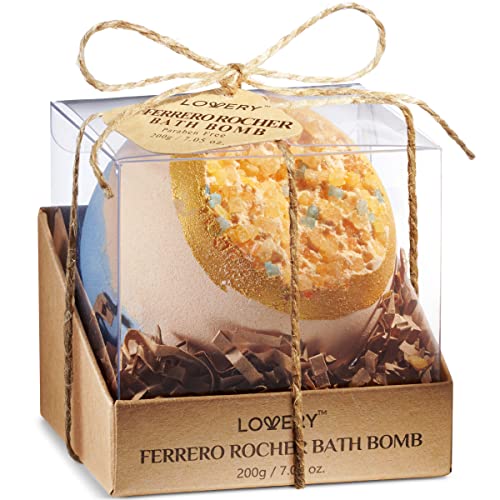 Lovery Ferrero Rocher Bath Bomb - Moisturizing Coarse Sea Salt, Vegan & Paraben-Free - Extra Large