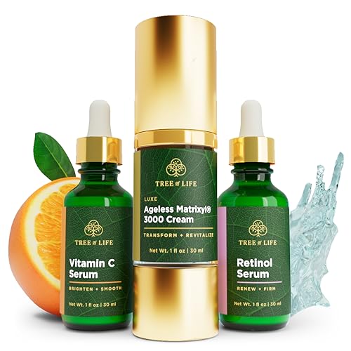 Tree of Life Skin Care Set - Brightening Vitamin C & Anti-Aging Retinol, 3 Count x 1oz