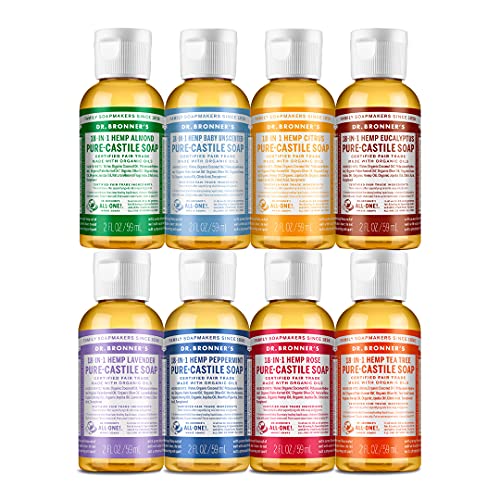 Dr. Bronner's Body Soap Gift Pack - Organic Oils, Fair Trade, Multi-Use - 2oz Variety Set