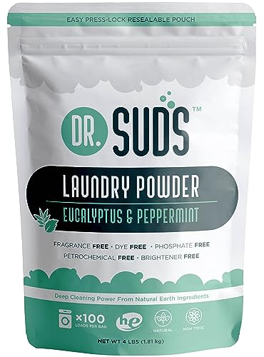 Dr Suds Natural Laundry Powder - Deep Clean, Gentle on Skin, Eucalyptus & Peppermint - 100+ Loads