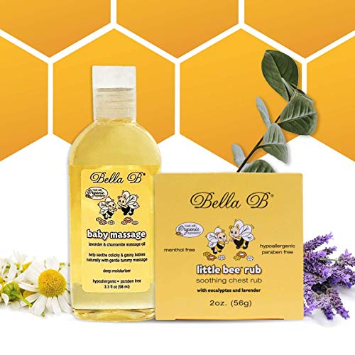 BELLA B Baby Massage Oil - Eucalyptus & Lavender for Cough Relief, Organic Ingredients - 3.3oz