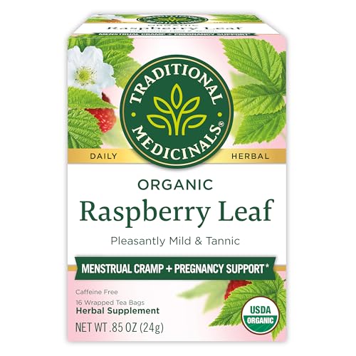 Traditional Medicinals Raspberry Leaf Tea - Eases Cramps, Supports Pregnancy - 16 Bags