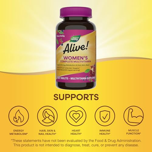 Nature's Way Alive! Daily Multivitamin for Women - Supports Energy, Hair & Skin - 130 Tablets