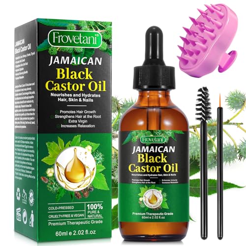 Jamaican Black Castor Oil Hair Growth Kit - Strengthens Hair, Nourishes Skin, 60ml with Massager